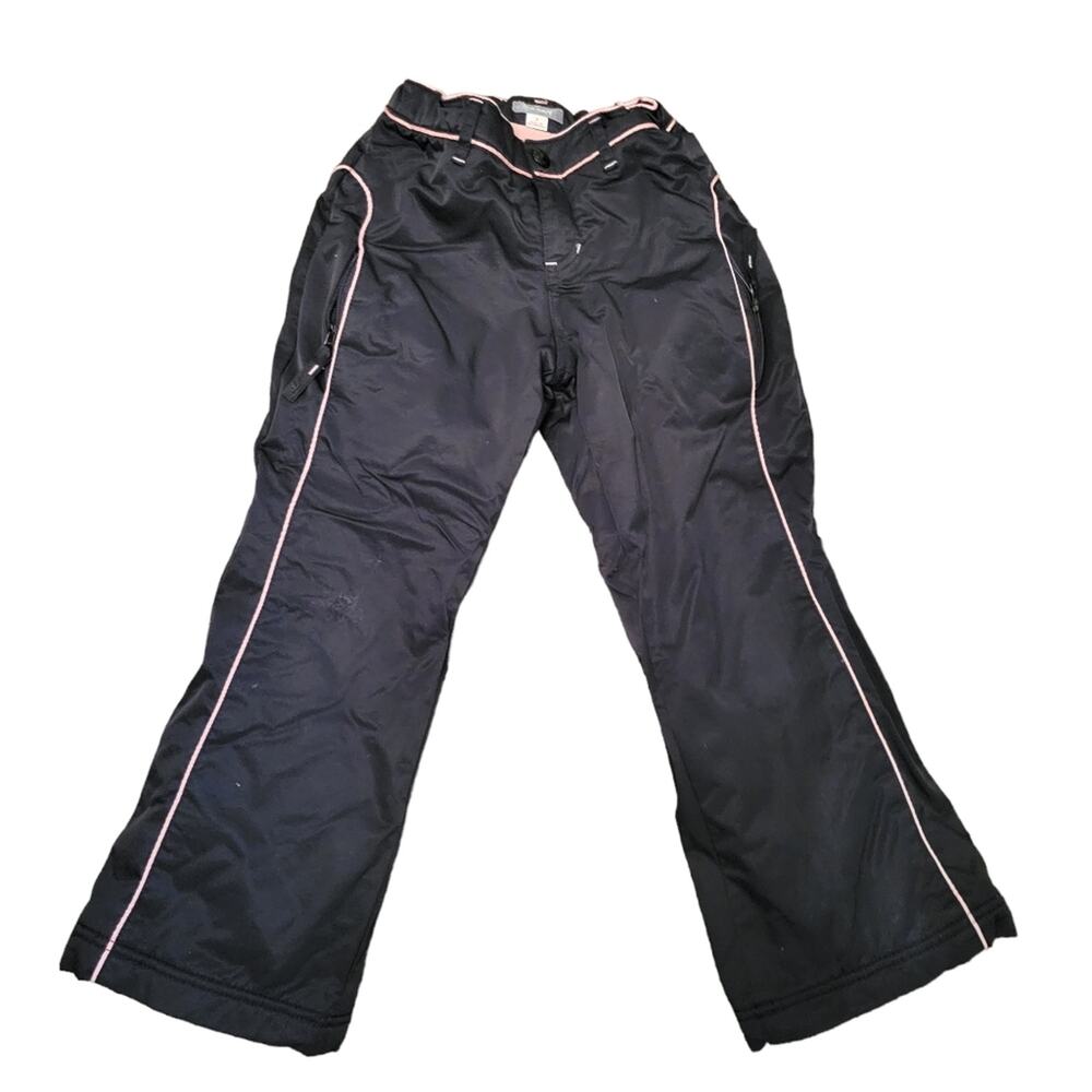 Old Navy Girls Snowpants Fleece Lined SZ 8, Adjustable Waist, Black Pink Winter